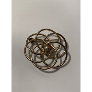 Vintage Gold Tone Faux Pearl Brooch Pin Swirls Circles